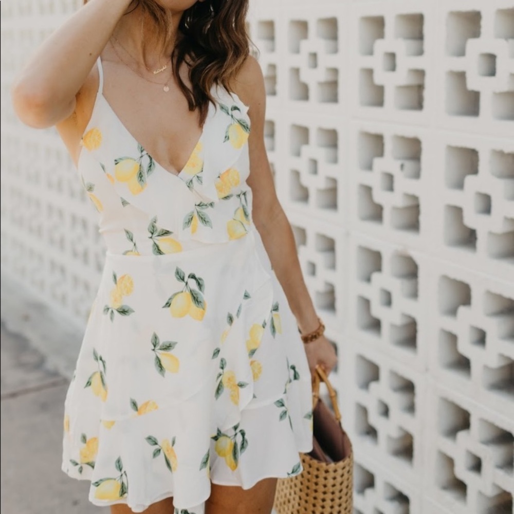 NWT Forever 21 Lemon Back Tie Dress S